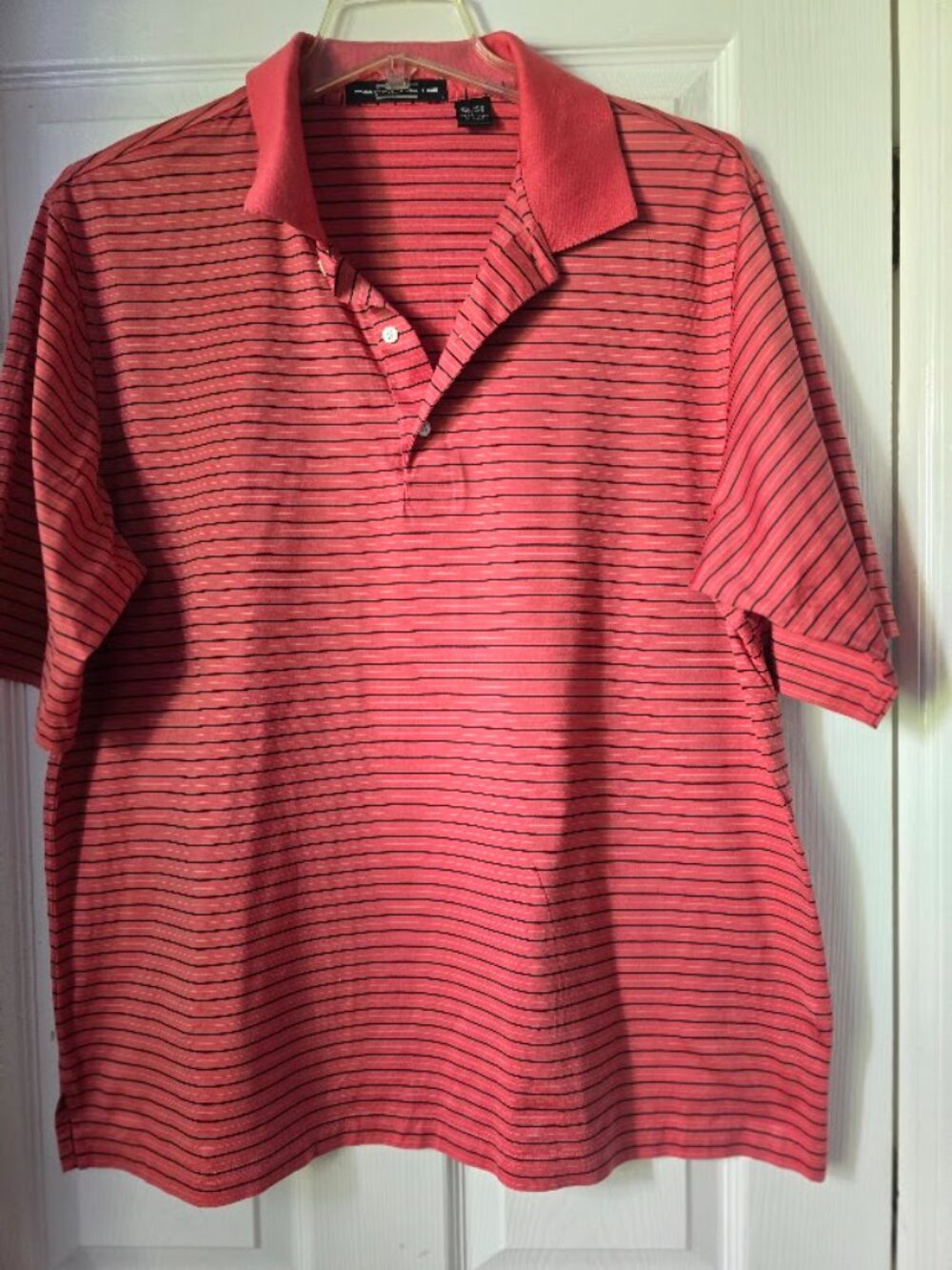 Carnoustie Men’s XL Coral Striped Mercerized Cotton Polo Shirt
